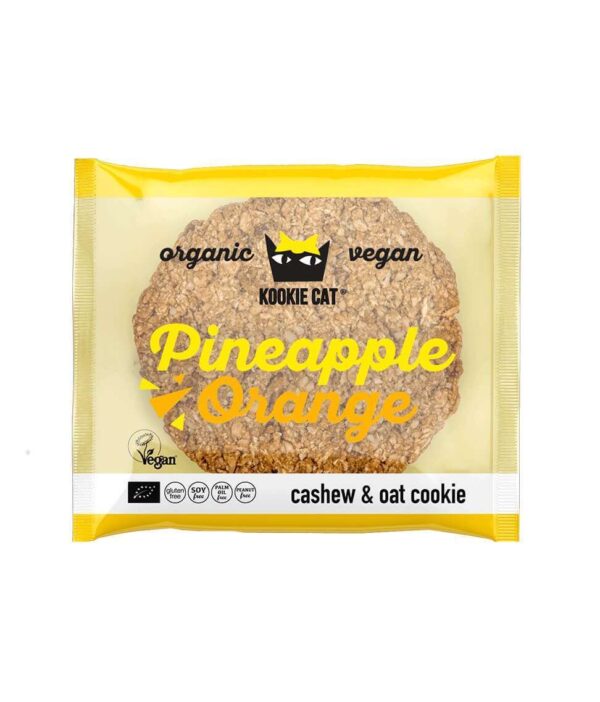 Cookie cu ananas si portocale bio 50g Kookie Cat